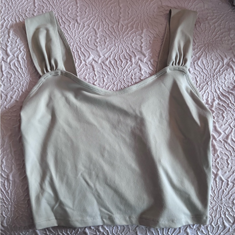 Abercrombie & Fitch Cream Fitted Crop Tank Top